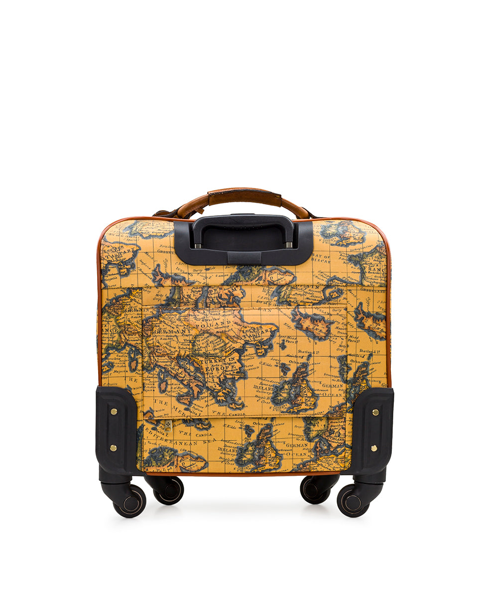 Velino Trolley -  Patina Coated Linen Canvas — European Map Print - european map - by Patricia Nash - View 2 of 5