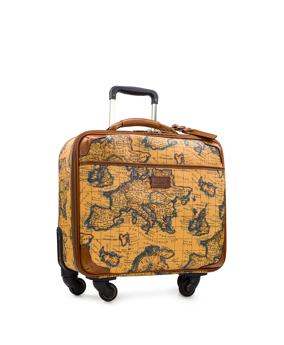 Velino Trolley -  Patina Coated Linen Canvas — European Map Print - european map - by Patricia Nash - View 5 of 5