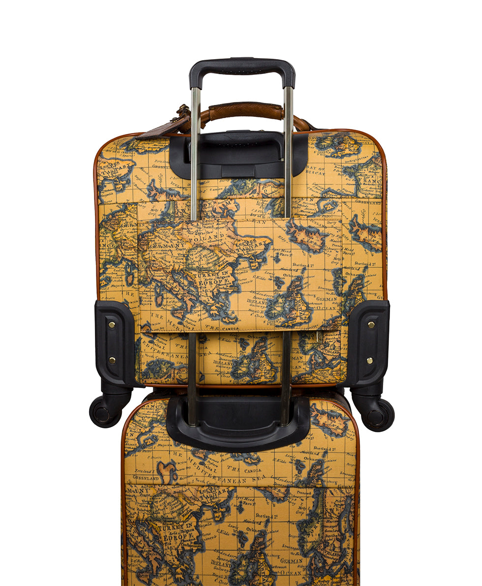 Velino Trolley -  Patina Coated Linen Canvas — European Map Print - european map - by Patricia Nash - View 3 of 5