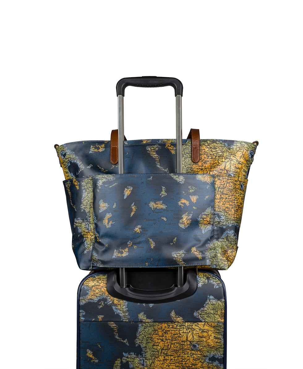 Female - Silvi Travel Tote -  Patina Coated Linen Canvas — Greek Map - greek map - by Patricia Nash - View 5 of 5