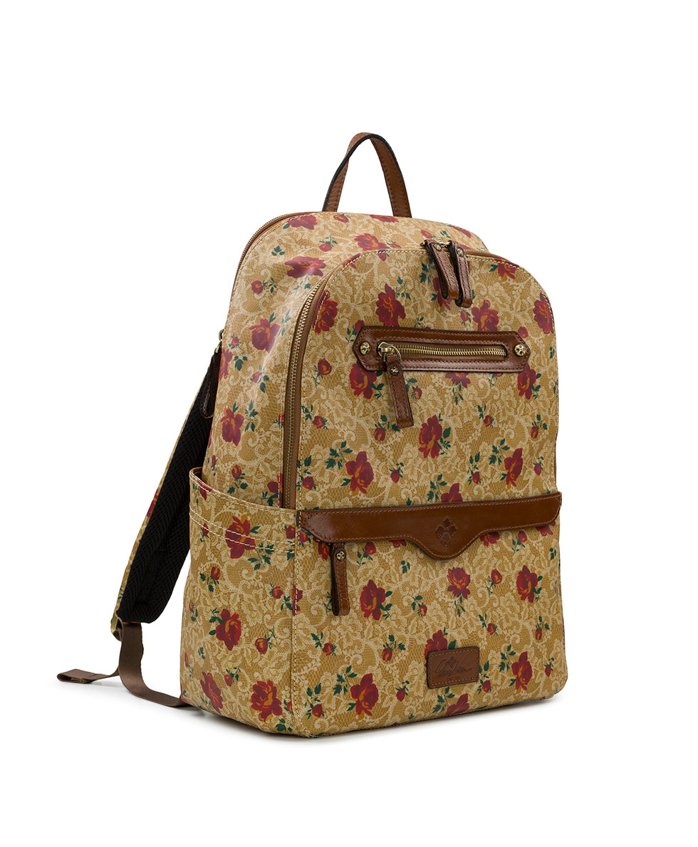 Patricia Nash Karina Backpack Patina Coated Linen Canvas Western Lace