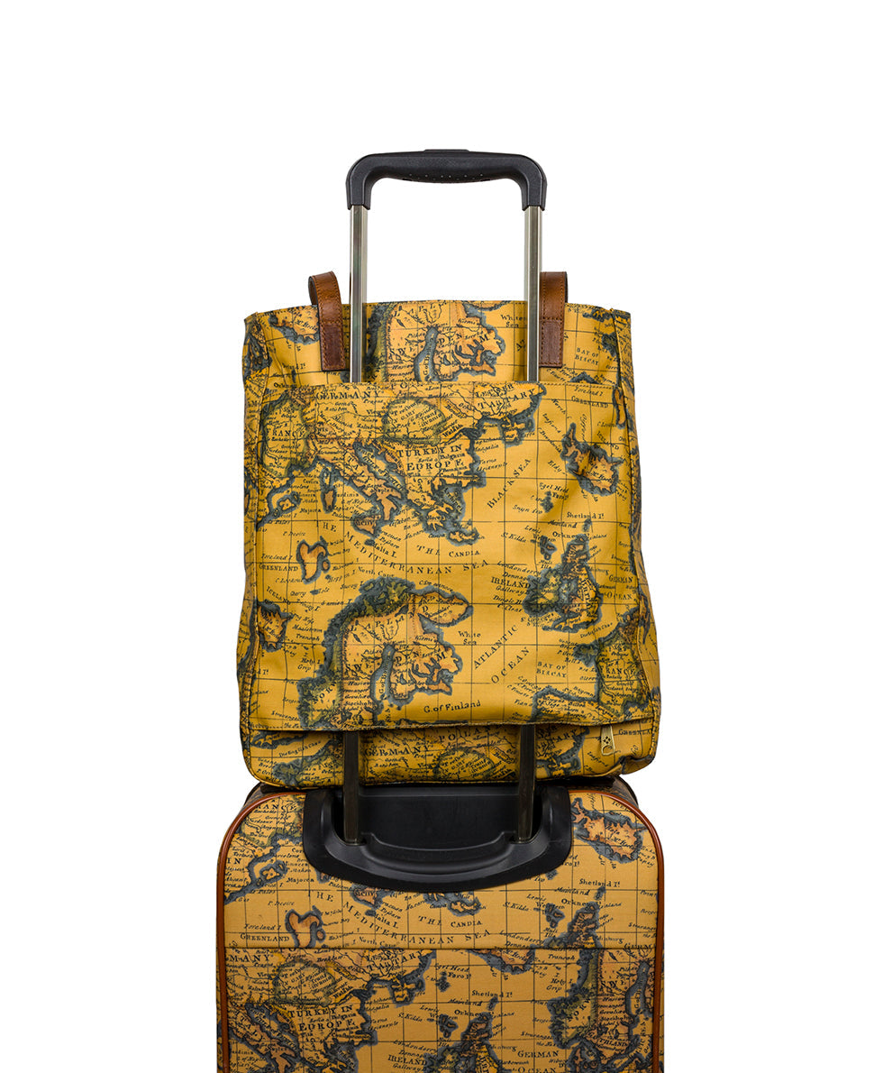 Alina Tote - Patina Coated Linen Canvas — European Map Print - european map - by Patricia Nash - View 5 of 5