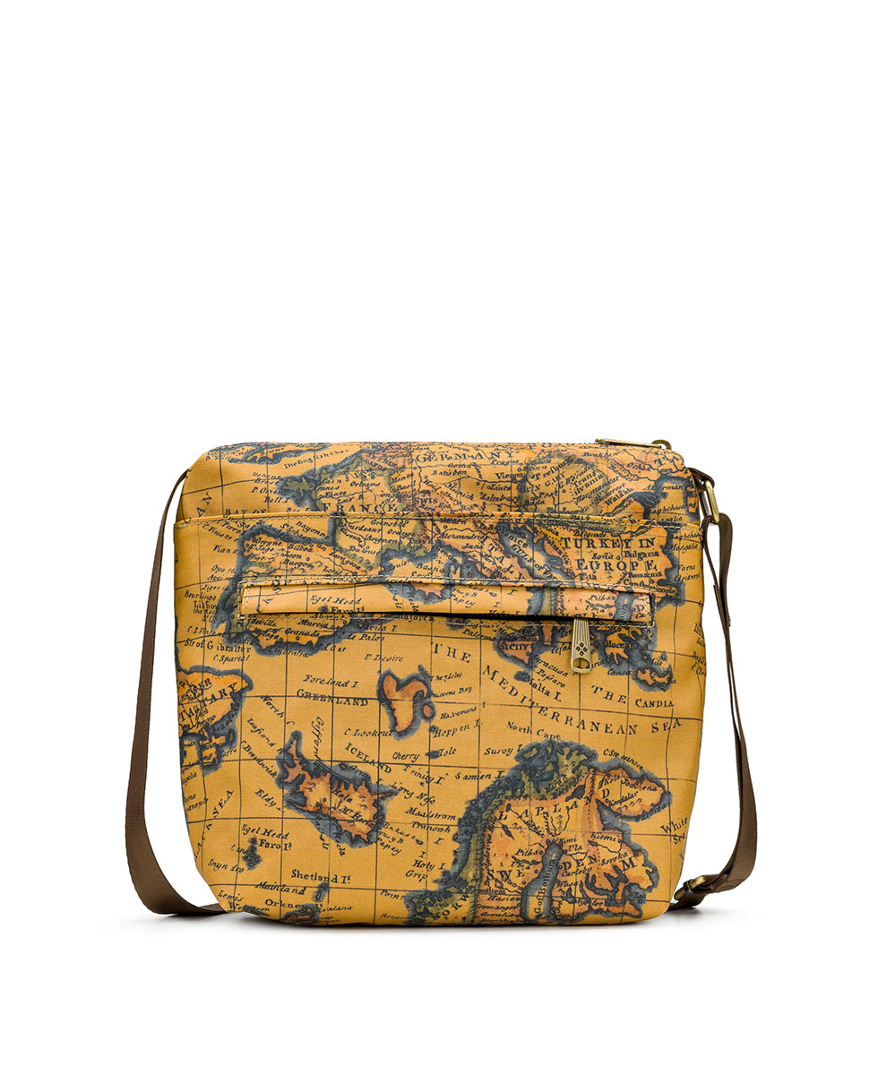 Female - Carmini Crossbody - Patina Coated Linen Canvas — European Map Print - european map - by Patricia Nash - View 2 of 4