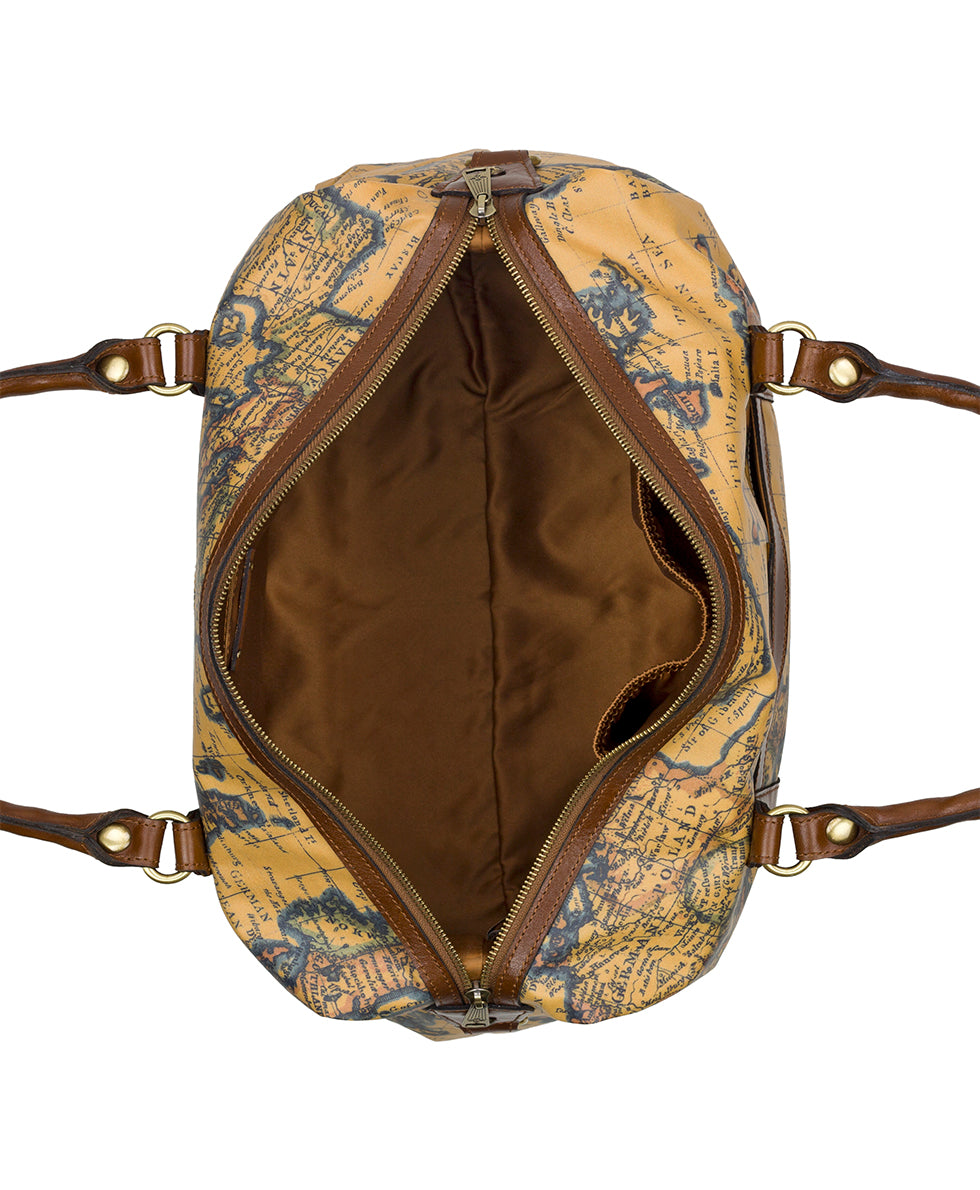 Female - Cerasella Duffel Bag - Patina Coated Linen Canvas — European Map Print - european map - by Patricia Nash - View 4 of 5