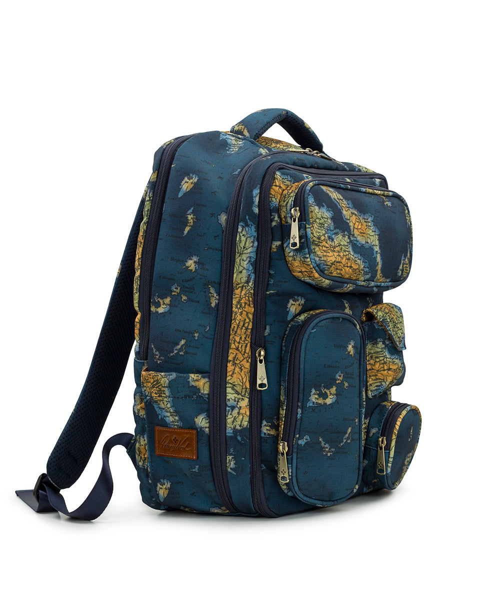 Female - Vico Backpack - Woven Poly ‑ Greek Map - greek map - by Patricia Nash - View 3 of 5