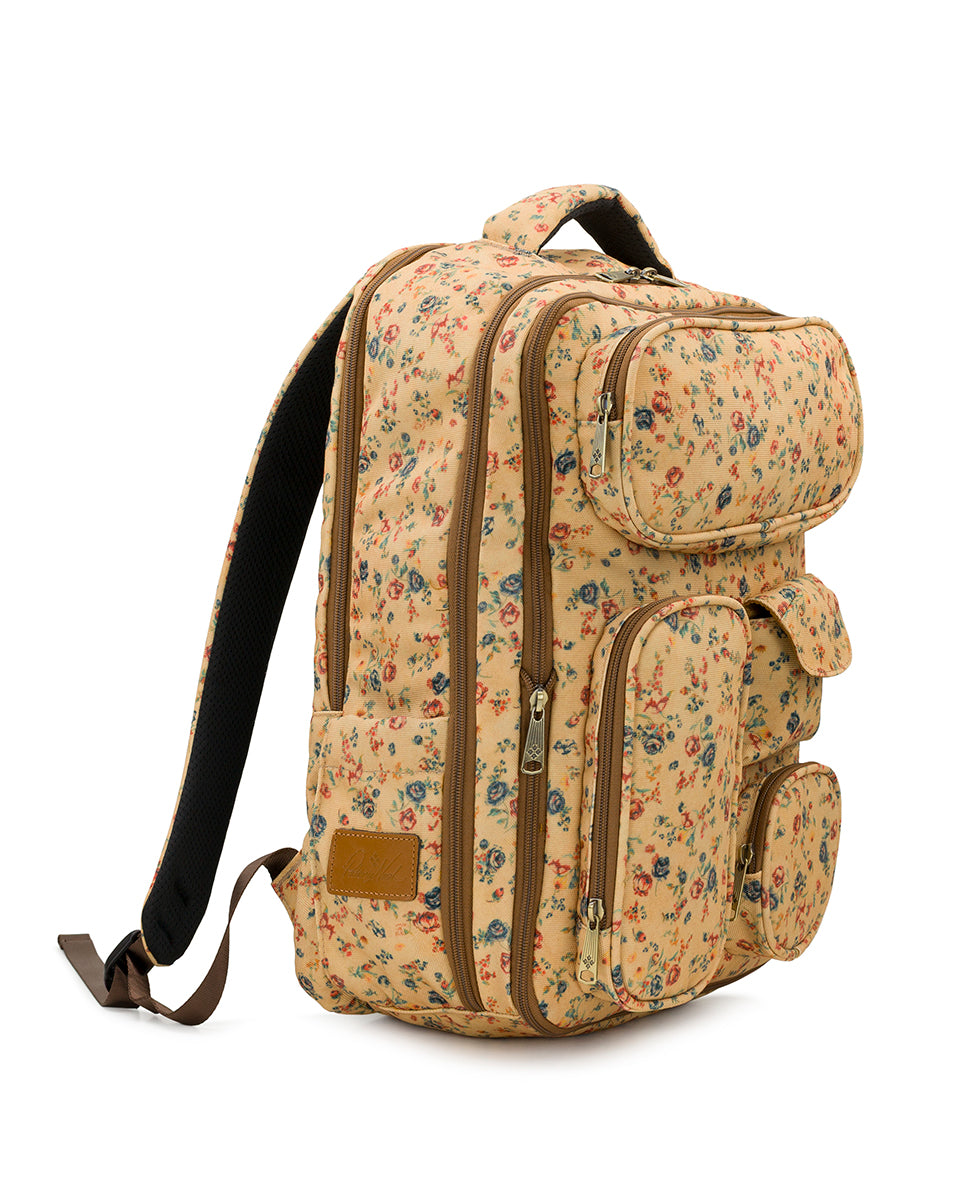 Patricia Nash Floral Brown Backpack with Wallet Patricia Nash Tan Floral Canvas & Leather Backpack | Gold  main image 2