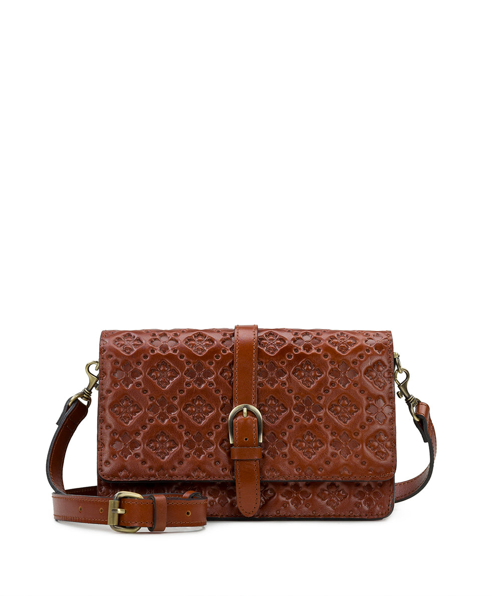 Womens Retro Quilted Crossbody Bag Brown