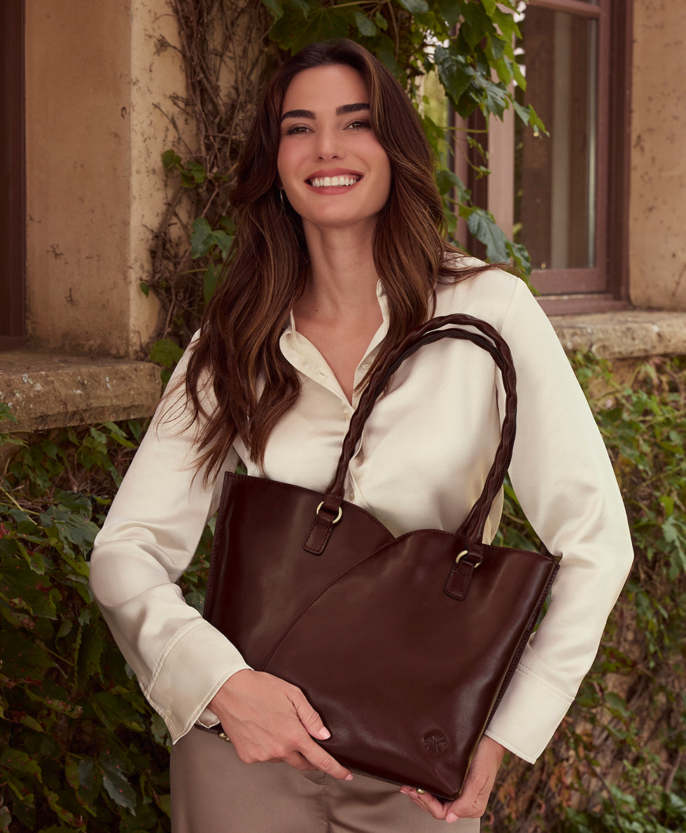 Marion Tote - Vintage Vegetable Tanned Leather - british tan - by Patricia Nash - View 25 of 25