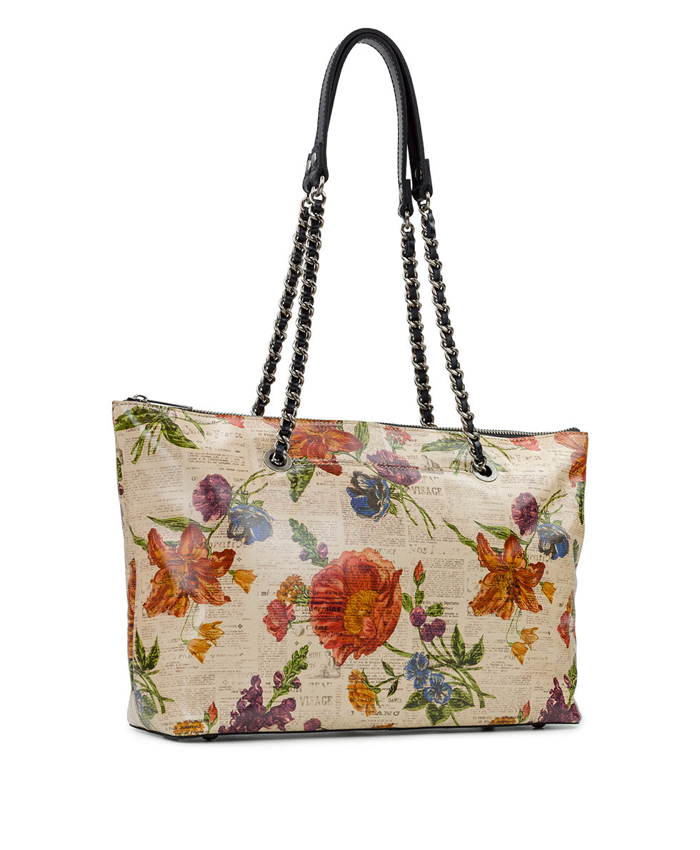 Patricia Nash Curry Parisian Newspaper Floral Tote Bag