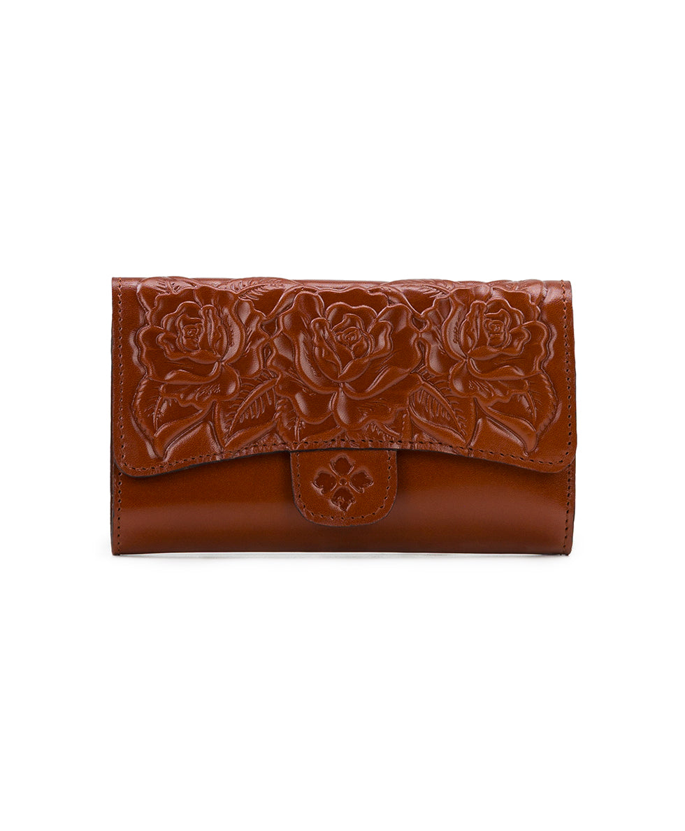 Navene Wallet - Vintage Vegetable Tanned Rose Tooled