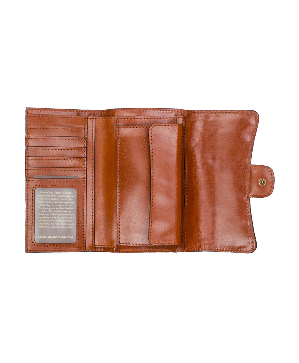 Navene Wallet - Vintage Vegetable Tanned Rose Tooled – Patricia Nash