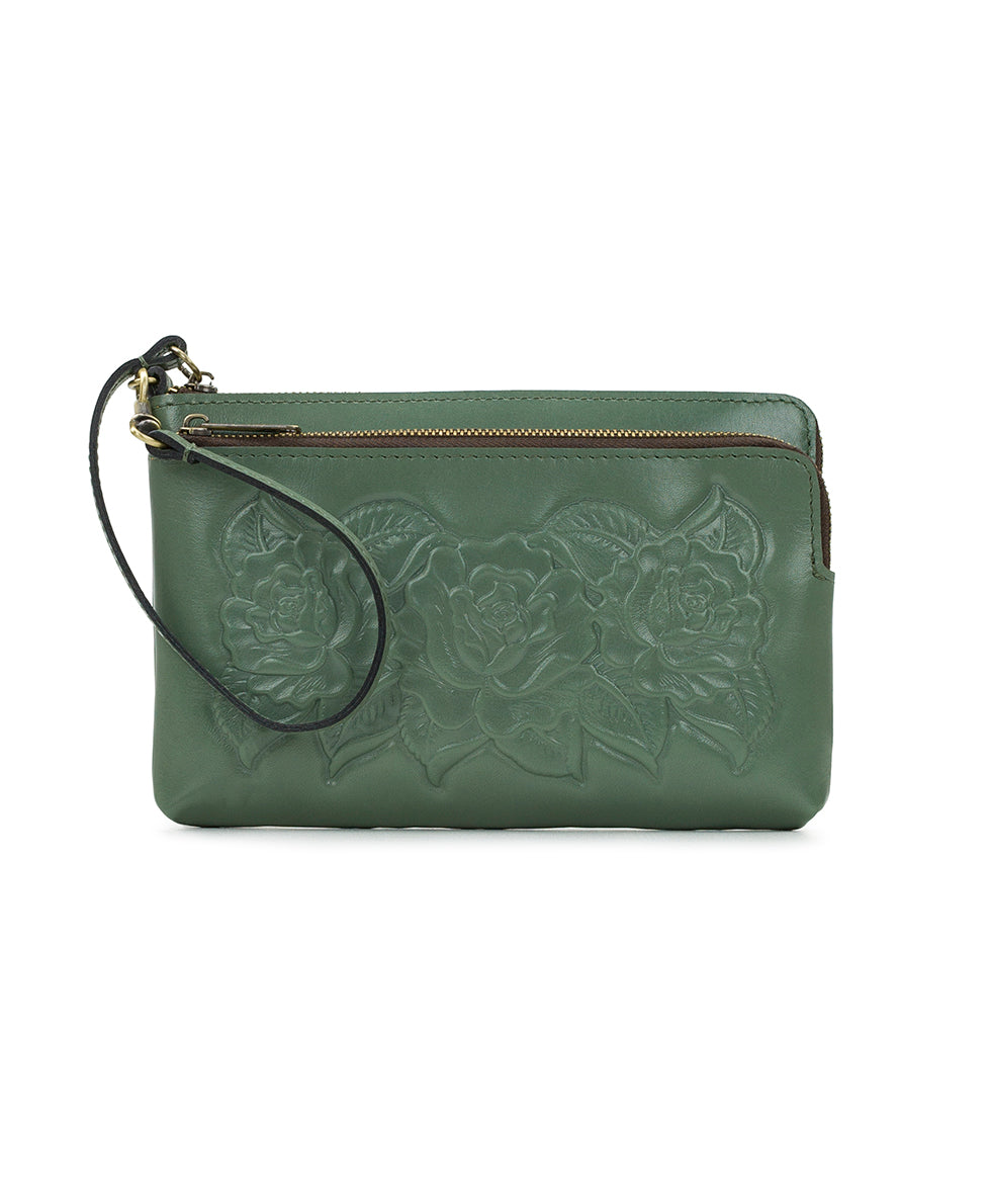 Varone Wristlet - Vintage Vegetable Tanned Rose Tooled