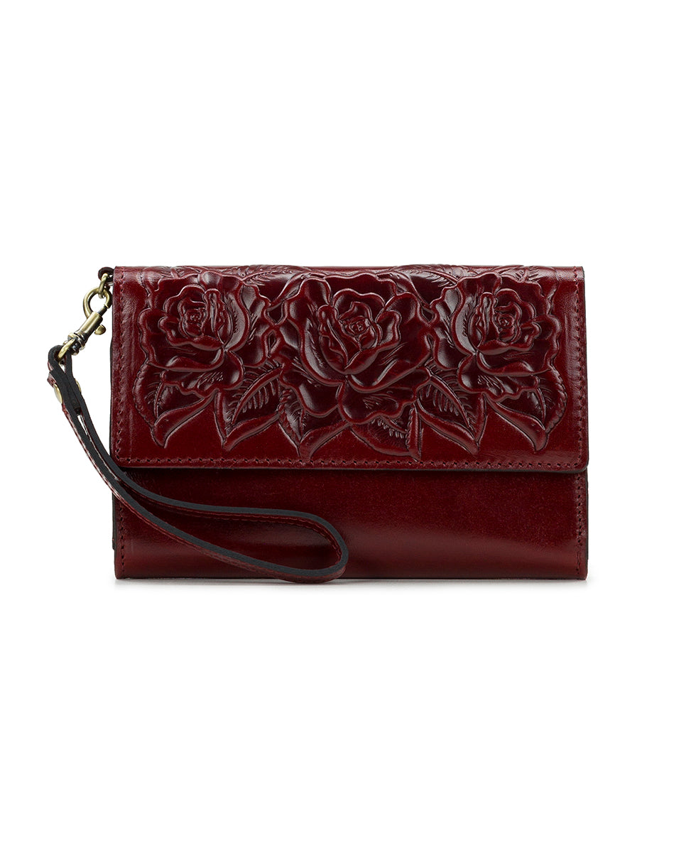 Female - Marsiliana Mirror Wristlet - Vintage Vegetable Tanned Rose Tooled - maroon - by Patricia Nash - View 1 of 5