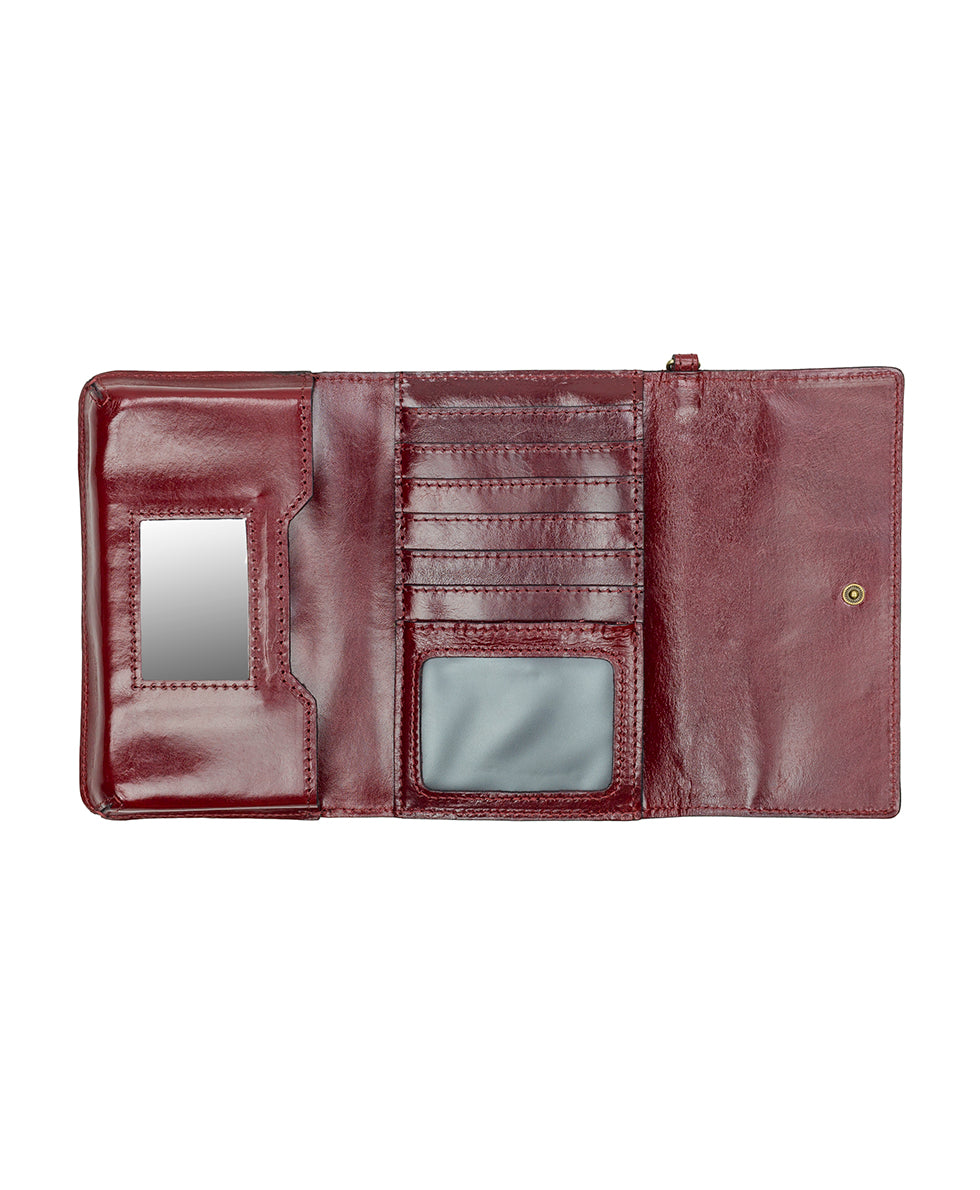 Female - Marsiliana Mirror Wristlet - Vintage Vegetable Tanned Rose Tooled - maroon - by Patricia Nash - View 3 of 5