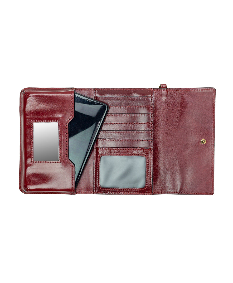 Female - Marsiliana Mirror Wristlet - Vintage Vegetable Tanned Rose Tooled - maroon - by Patricia Nash - View 4 of 5