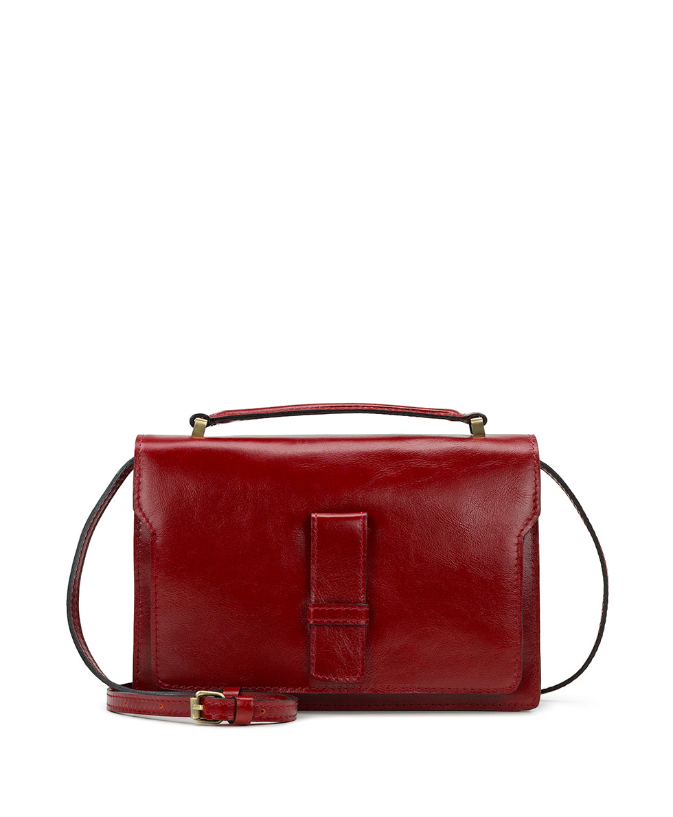 Womens Retro Classic Genuine Leather Handbags Embossed Shoulder Bag Red