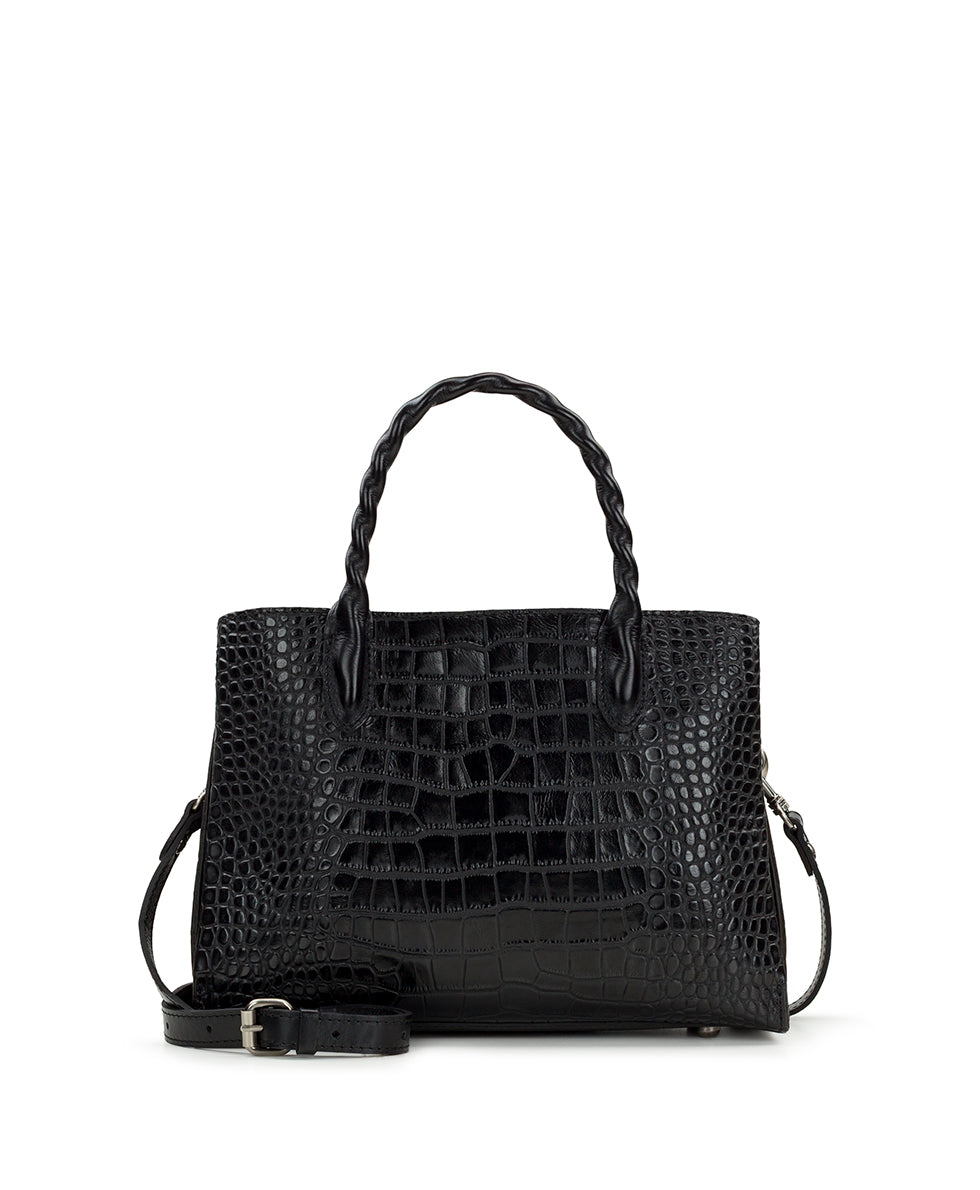 Female - Genovese Satchel - Vintage Distressed Croc - black - by Patricia Nash - View 1 of 5