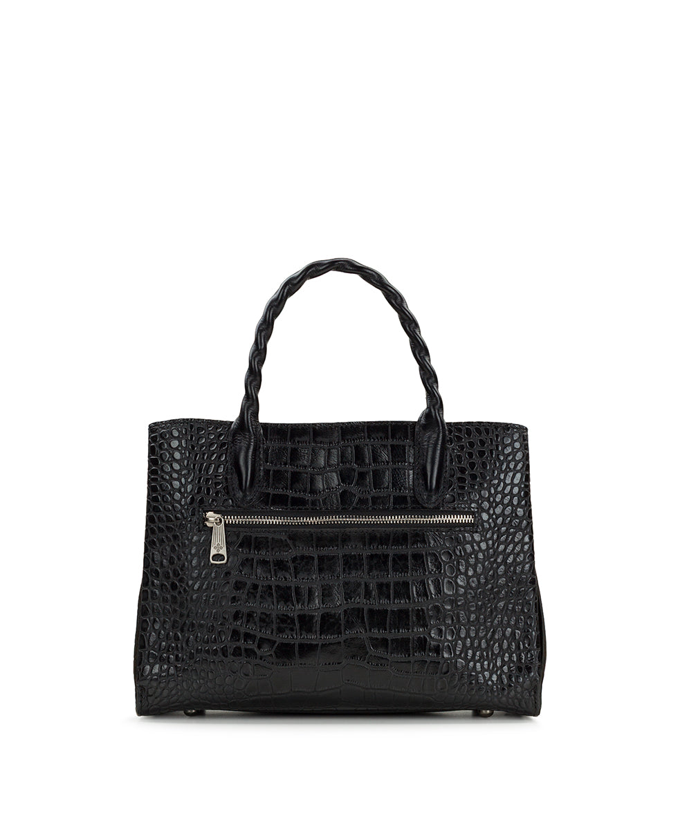 Female - Genovese Satchel - Vintage Distressed Croc - black - by Patricia Nash - View 2 of 5