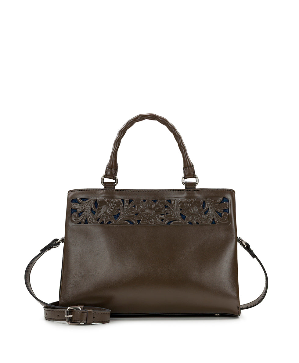 Female - Genovese Satchel - Cavo Border Tooled - oxblood - by Patricia Nash - View 2 of 11