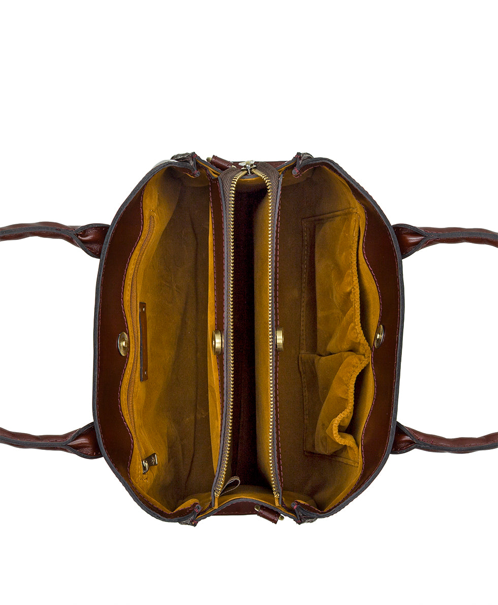 Female - Genovese Satchel - Classic Tooled - oxblood - by Patricia Nash - View 9 of 11
