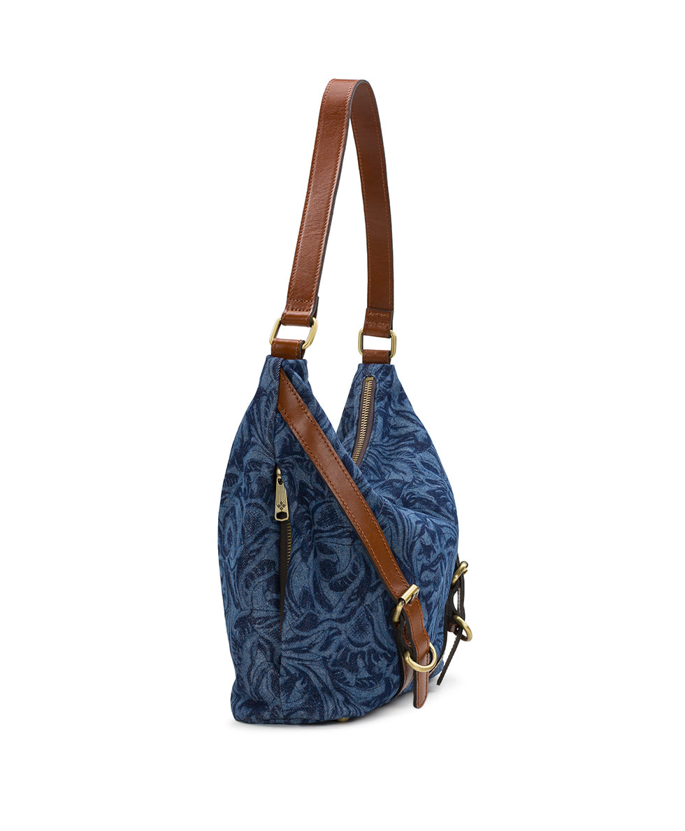 Female - Elia Hobo Bag - Cavo Tooled Denim - denim - by Patricia Nash - View 4 of 5