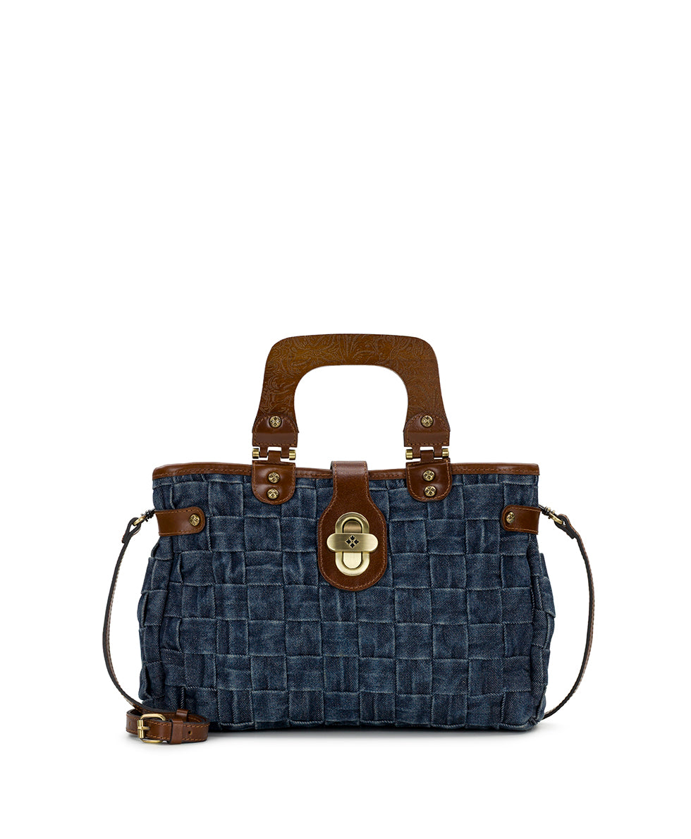 Sancia Satchel - Washed Woven Denim – Patricia Nash