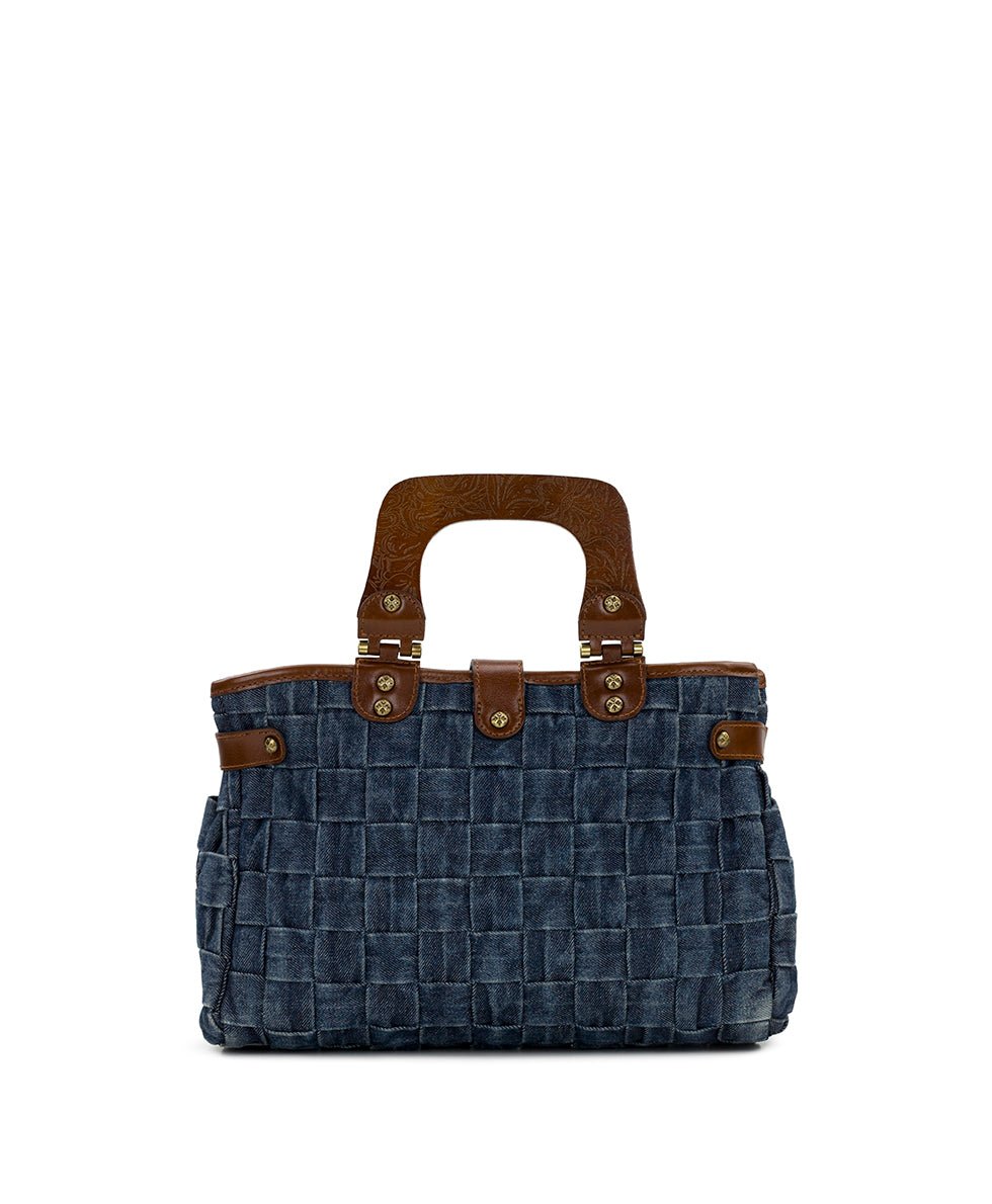 Sancia Satchel - Washed Woven Denim – Patricia Nash