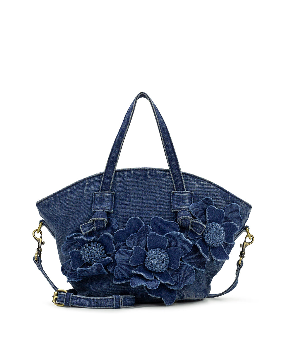 Corallina Tote Crossbody - Floral Applique Denim – Patricia Nash
