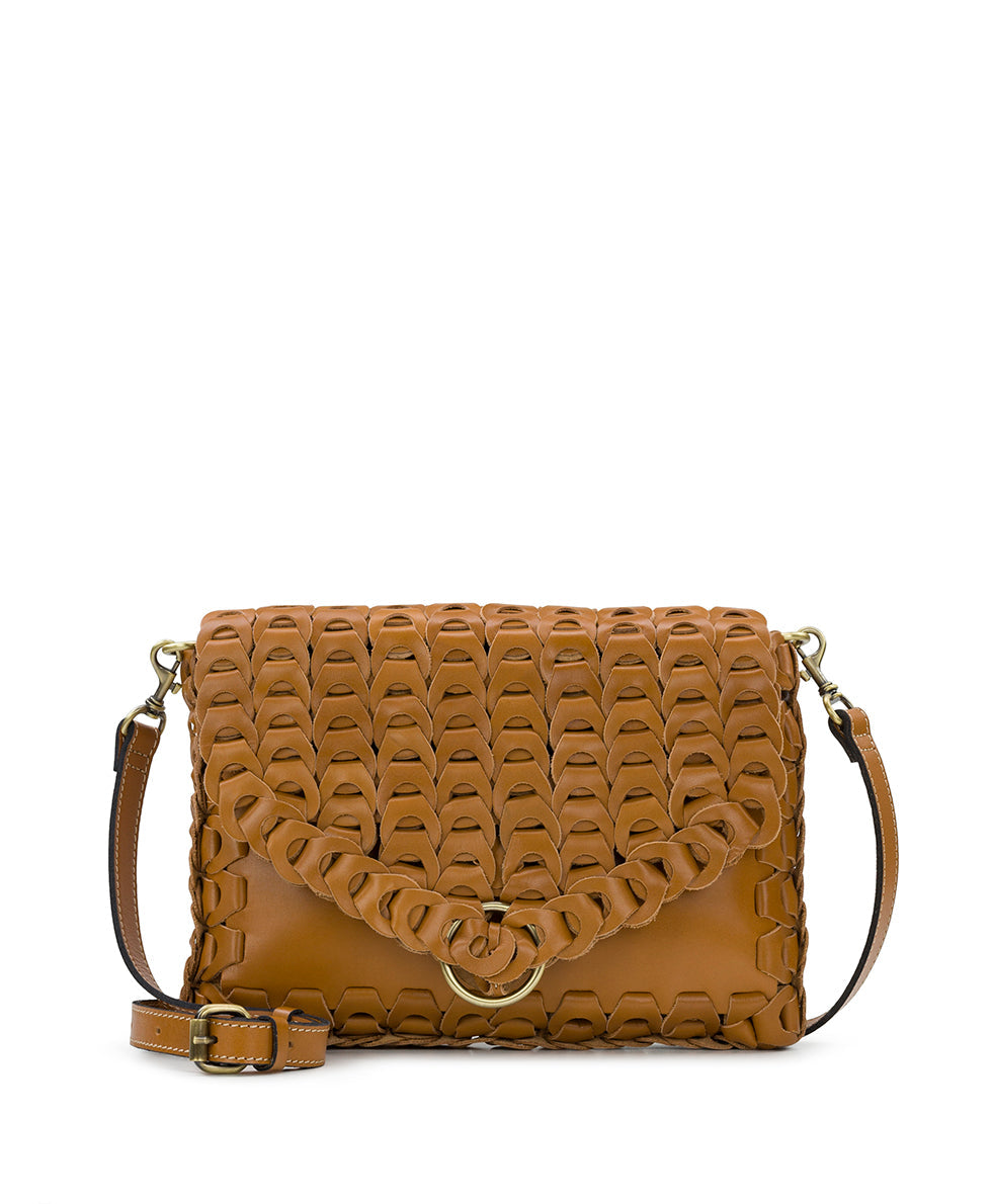 Patricia Nash Brown high quality Leather Woven Satchel Bag