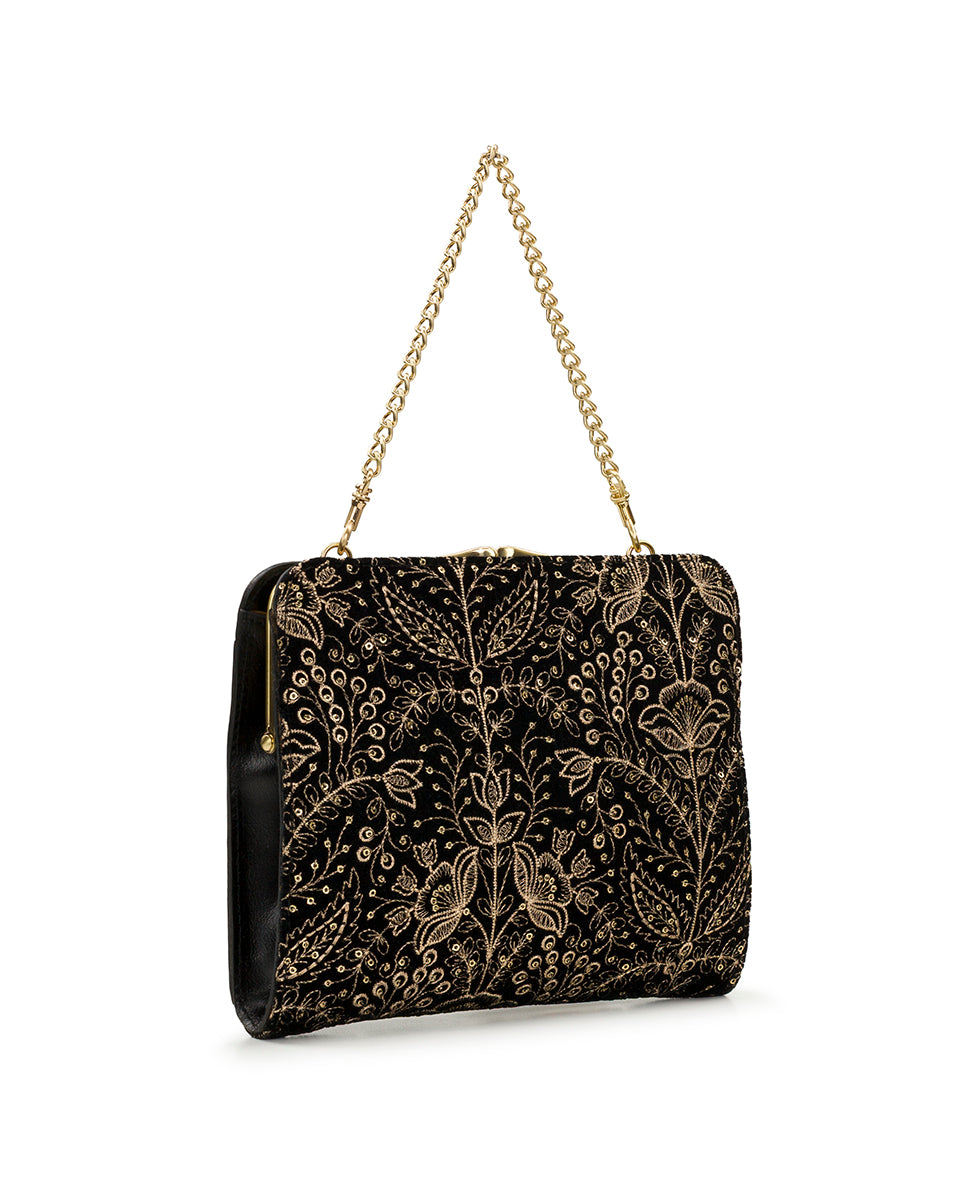 Female - Evangeline Frame - Rico Embellished Velvet - black - by Patricia Nash - View 3 of 4