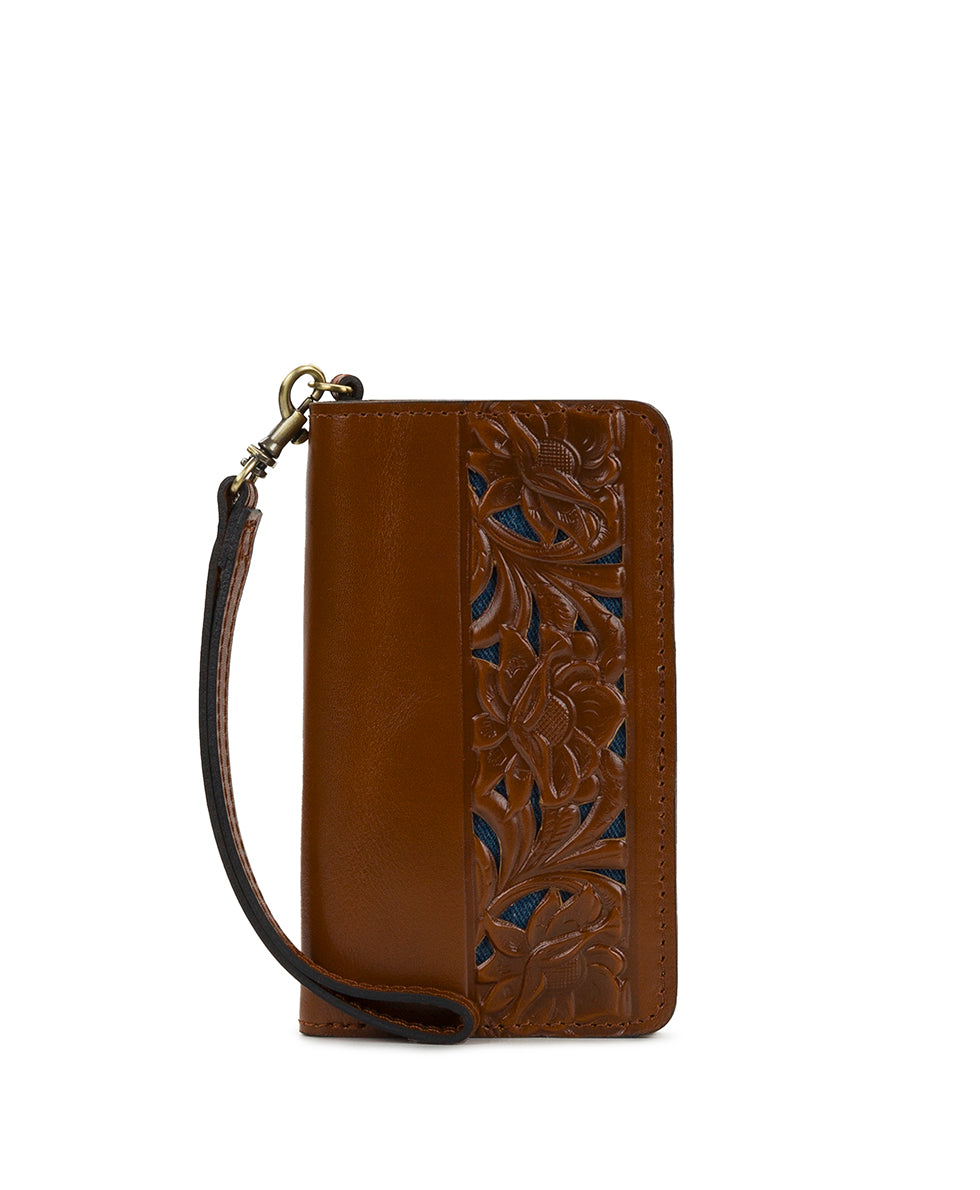 Female - Koumi Wristlet - Cavo Border Tooled - mango - by Patricia Nash - View 1 of 12