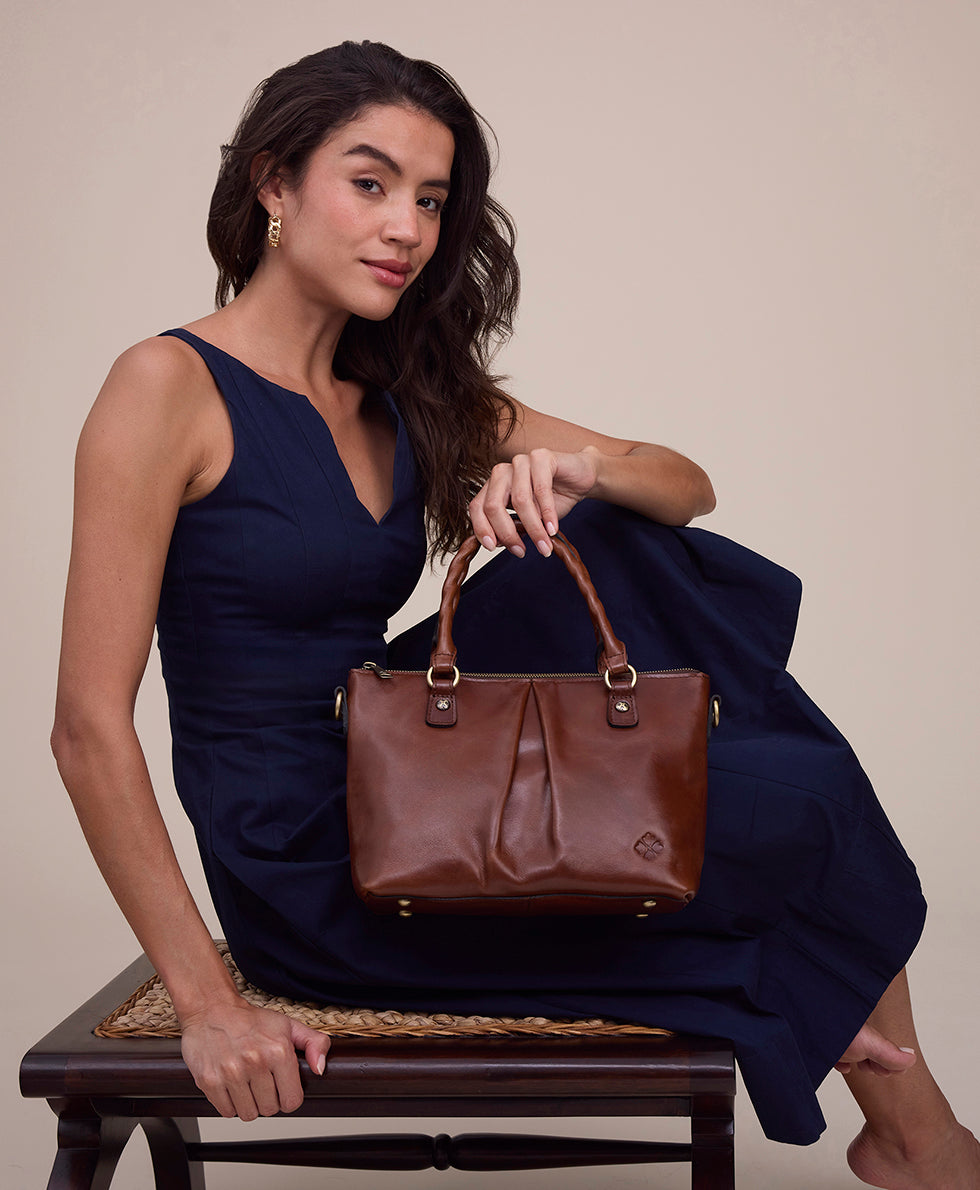 Female - Zora Top Handle Crossbody - Vintage Distressed Leather - black - by Patricia Nash - View 8 of 21
