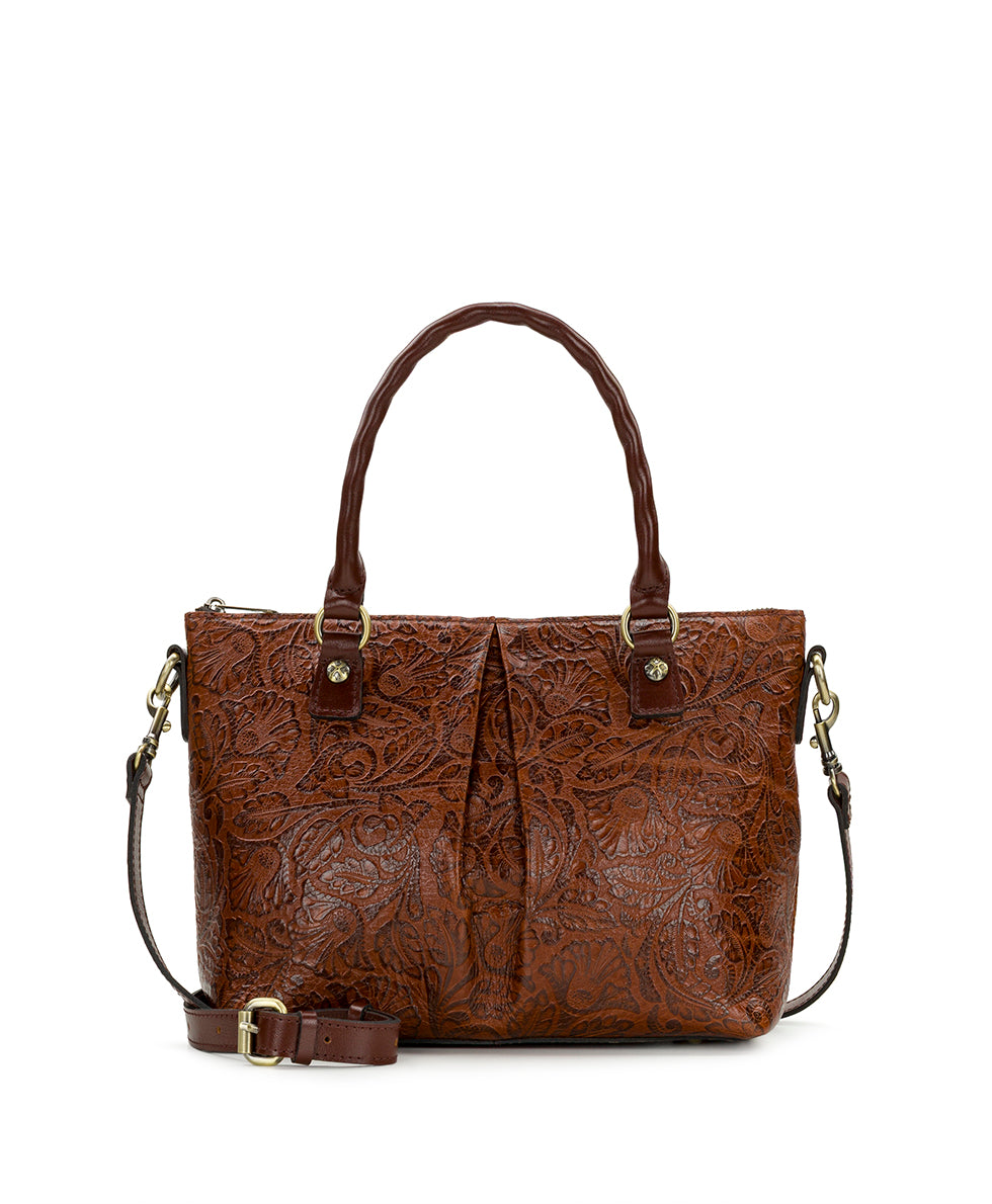 Zora Top Handle Crossbody | Brazilian Supple Tooled | Cognac