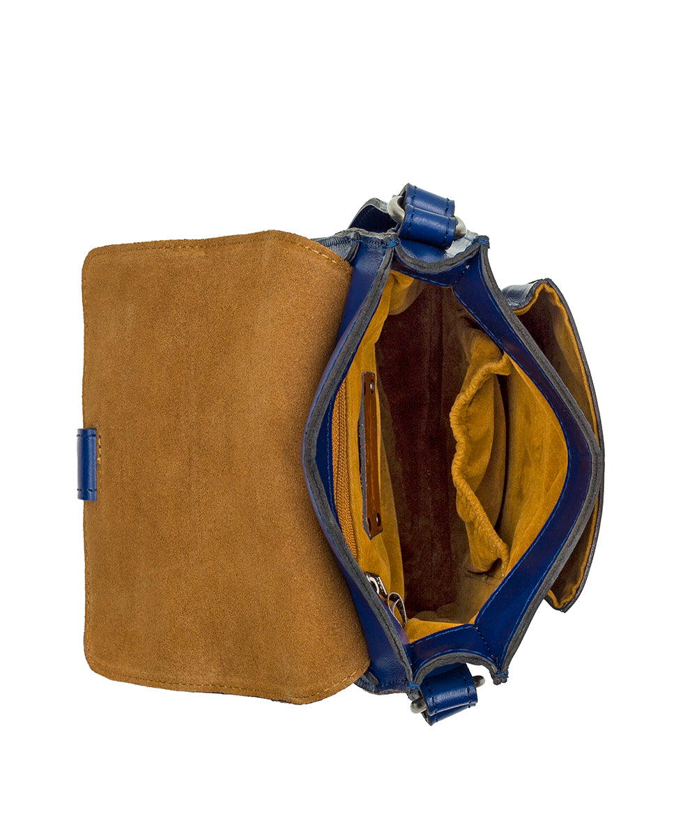 Lari Crossbody - Vintage Distressed Leather - navy peony - by Patricia Nash - View 34 of 43