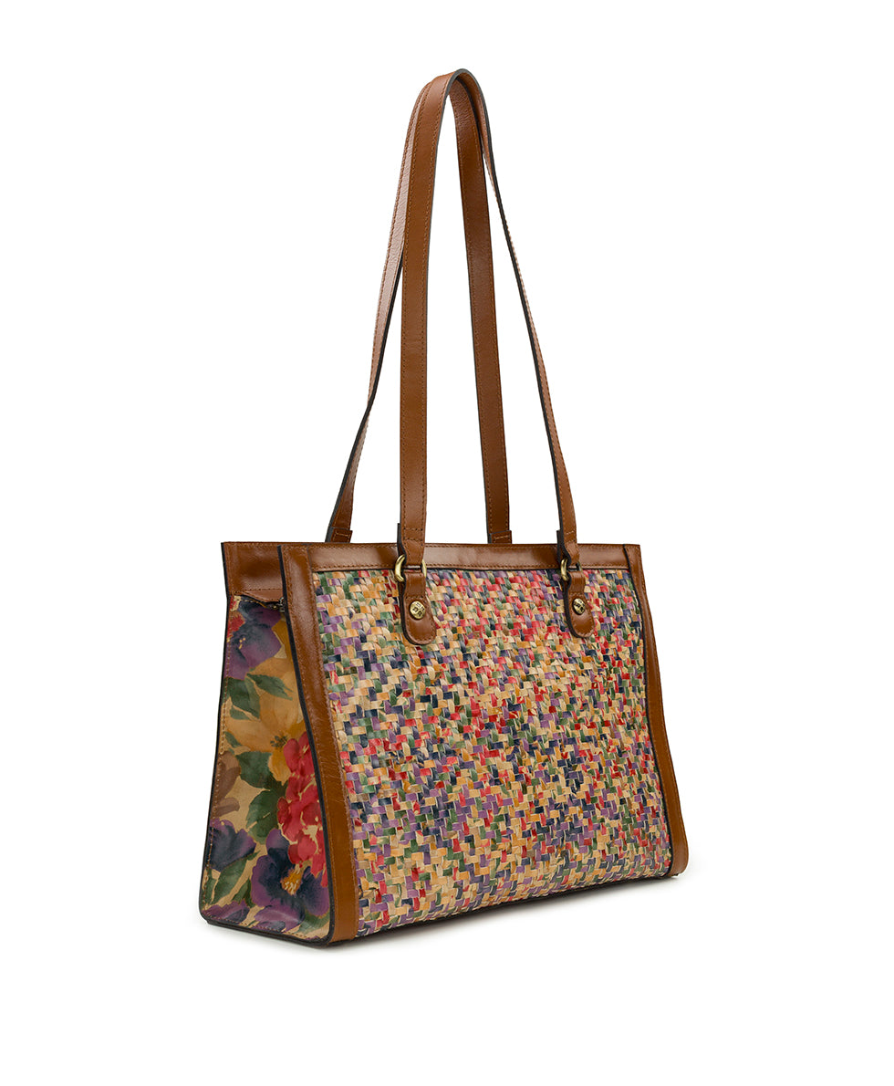 Marena Woven Satchel - French Hydrangeas – Patricia Nash