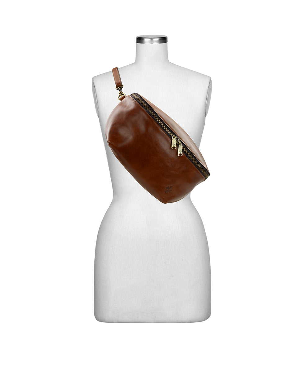 Female - Yanna Belt Bag - Vintage Distressed Leather - cognac - by Patricia Nash - View 7 of 7