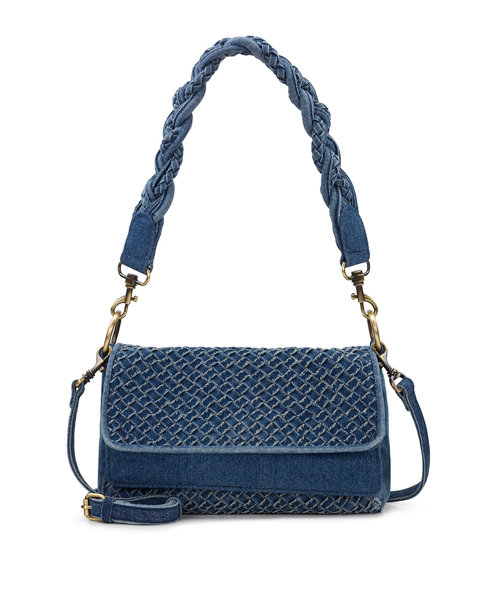 Madalina Crossbody - Washed Woven Denim – Patricia Nash