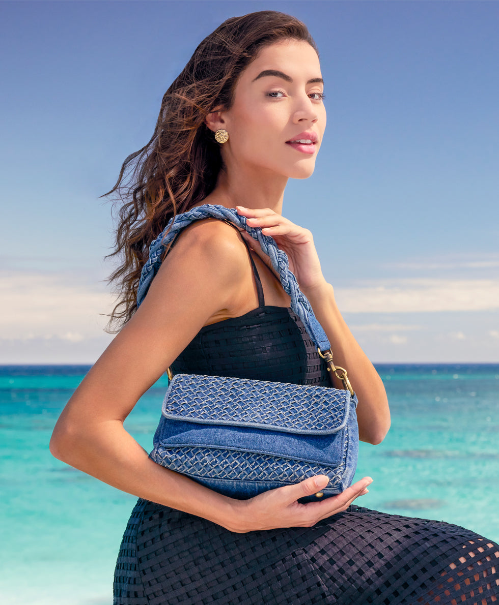 Female - Madalina Crossbody - Washed Woven Denim - light denim - by Patricia Nash - View 4 of 6