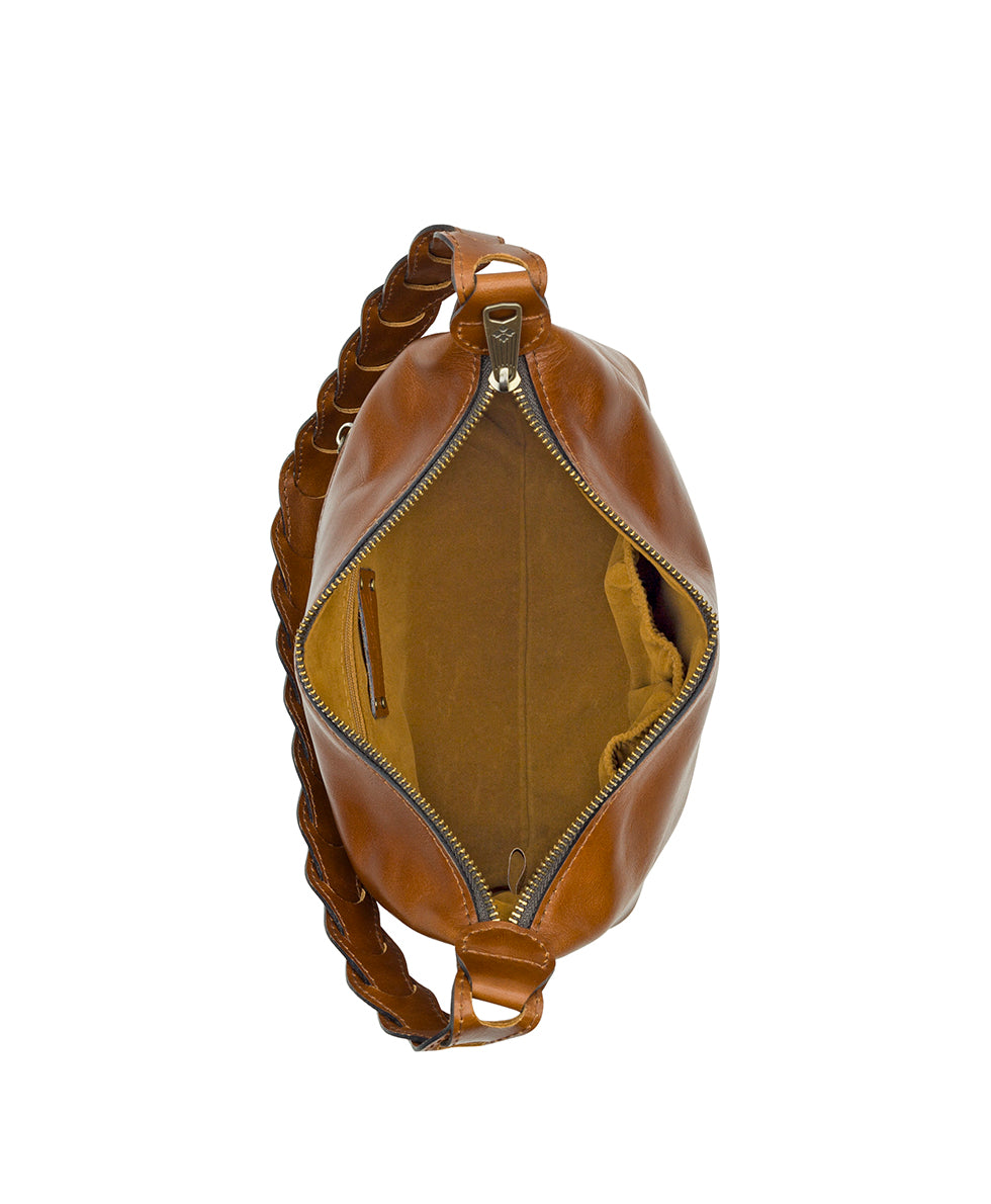Female - Milos Shoulder Bag - Vintage Distressed Leather - cognac - by Patricia Nash - View 5 of 6