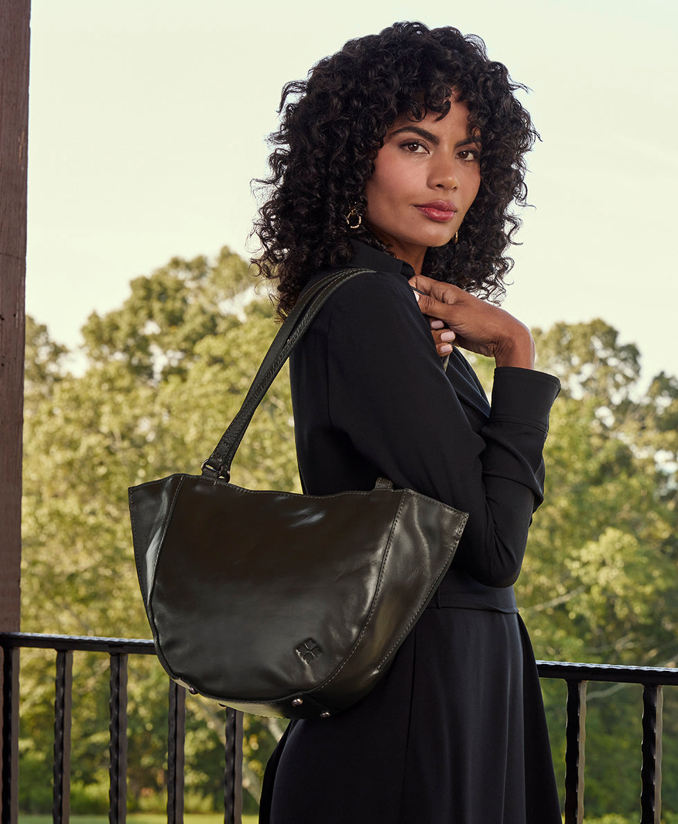 Female - Cassola Satchel - Vintage Distressed Leather - black - by Patricia Nash - View 9 of 11