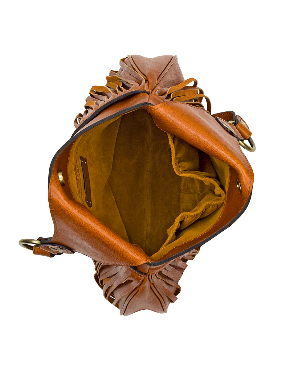 Female - Pienza Shoulder Bag - Rugged Natural Grain Leather - cognac - by Patricia Nash - View 5 of 6