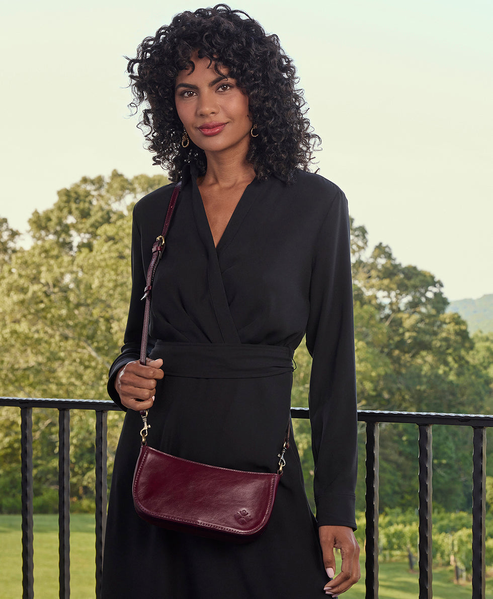 Female - Sassi Baguette Crossbody - Vintage Distressed Leather - oxblood - by Patricia Nash - View 5 of 20