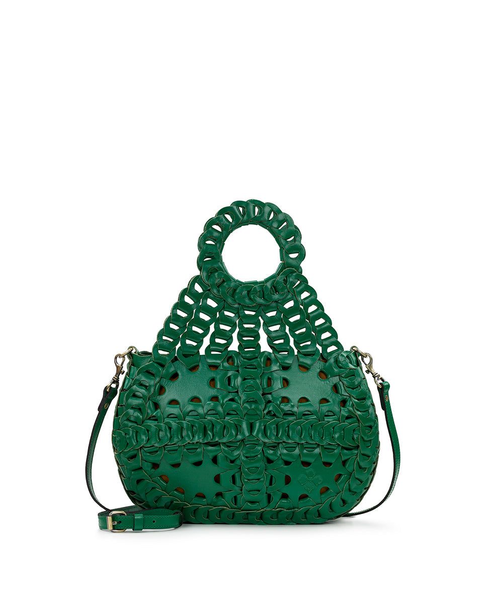 Ticci Flapover Crossbody Bag - Chainlink Leather - Green – Patricia Nash