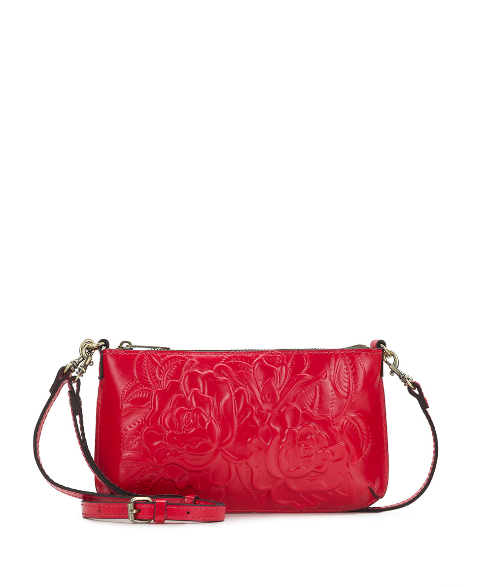 Laurina Wristlet Crossbody - Vintage Veg Tan Rose Tooled  display picture 1