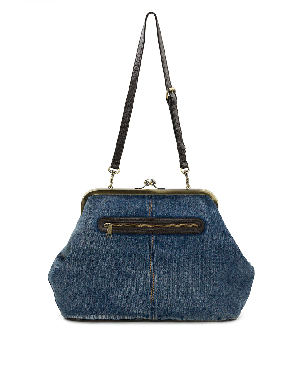 Serafina Large Frame Bag - Patchwork Denim – Patricia Nash