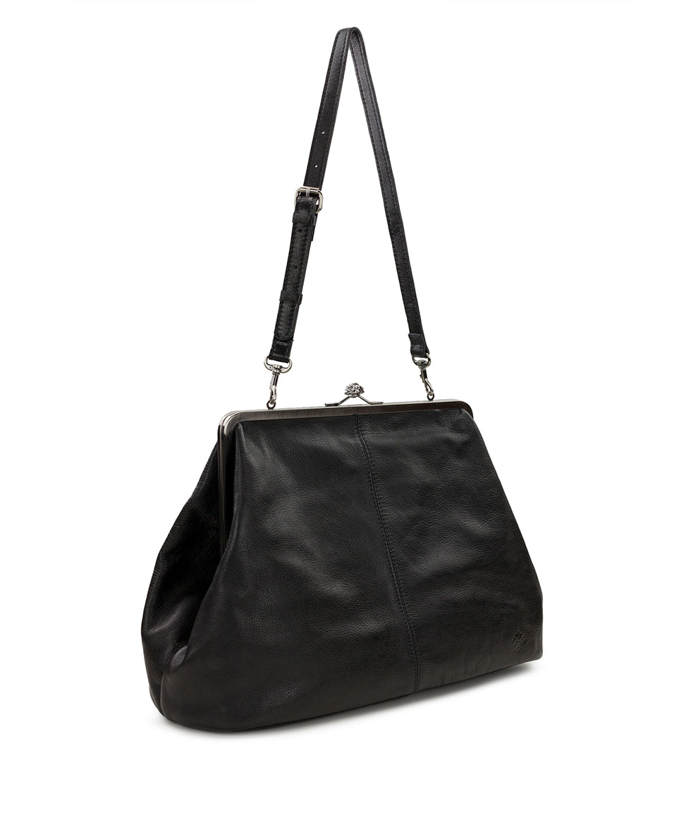 Female - Serafina Frame Bag - Rugged Natural Grain Leather - black - by Patricia Nash - View 3 of 19