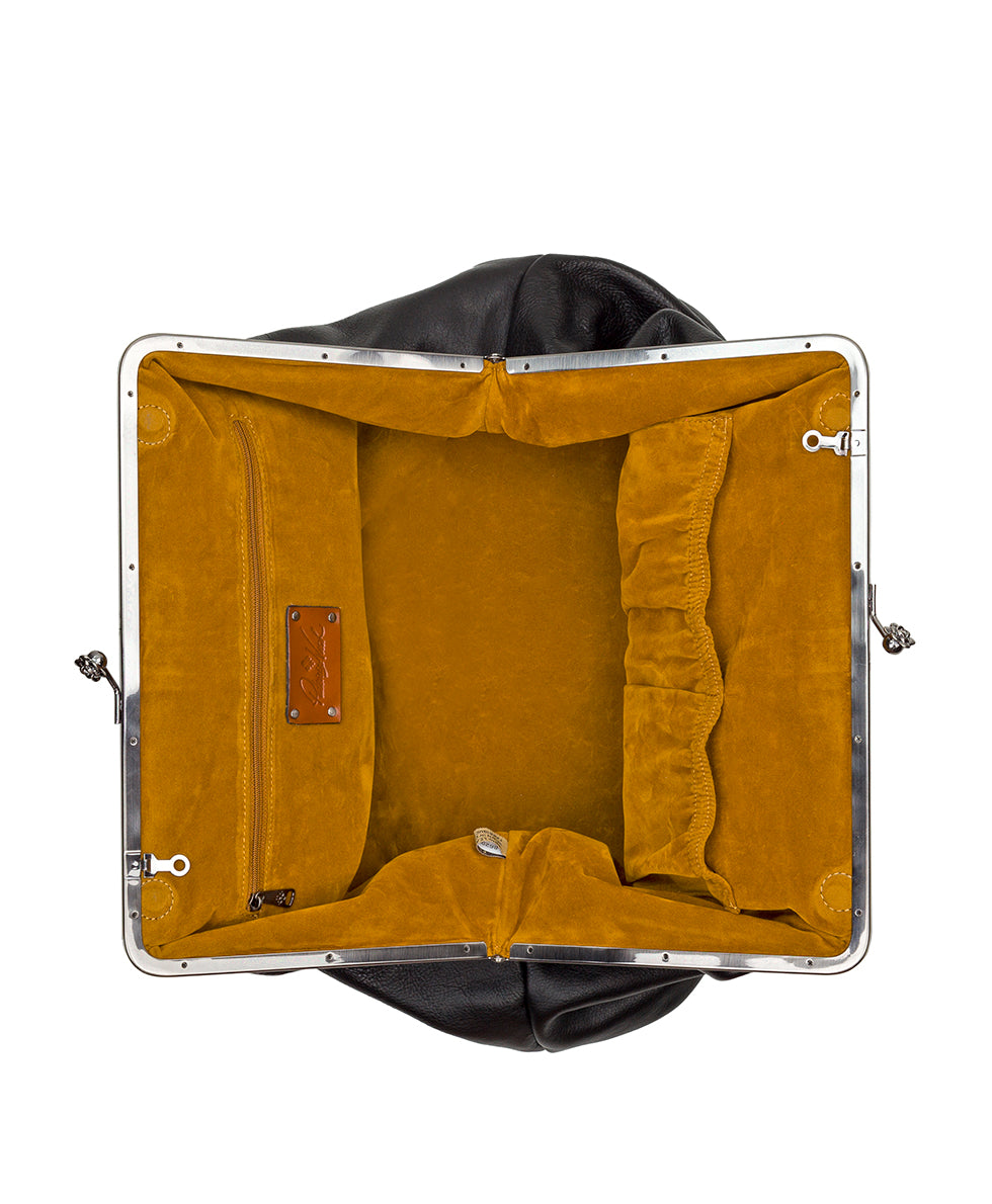 Female - Serafina Frame Bag - Rugged Natural Grain Leather - black - by Patricia Nash - View 5 of 19