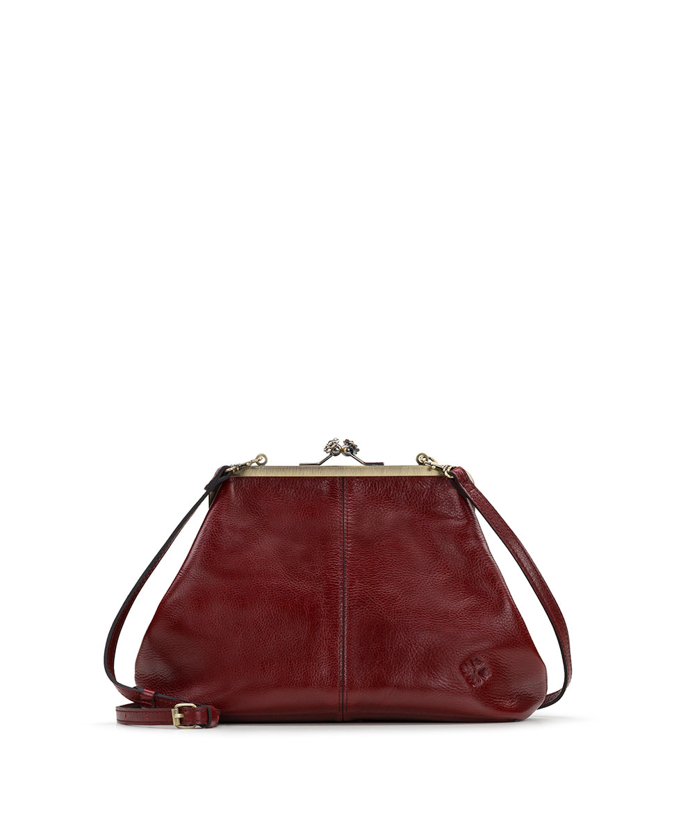 Female - Sofia Frame Bag - Rugged Natural Grain Leather - black - by Patricia Nash - View 1 of 25