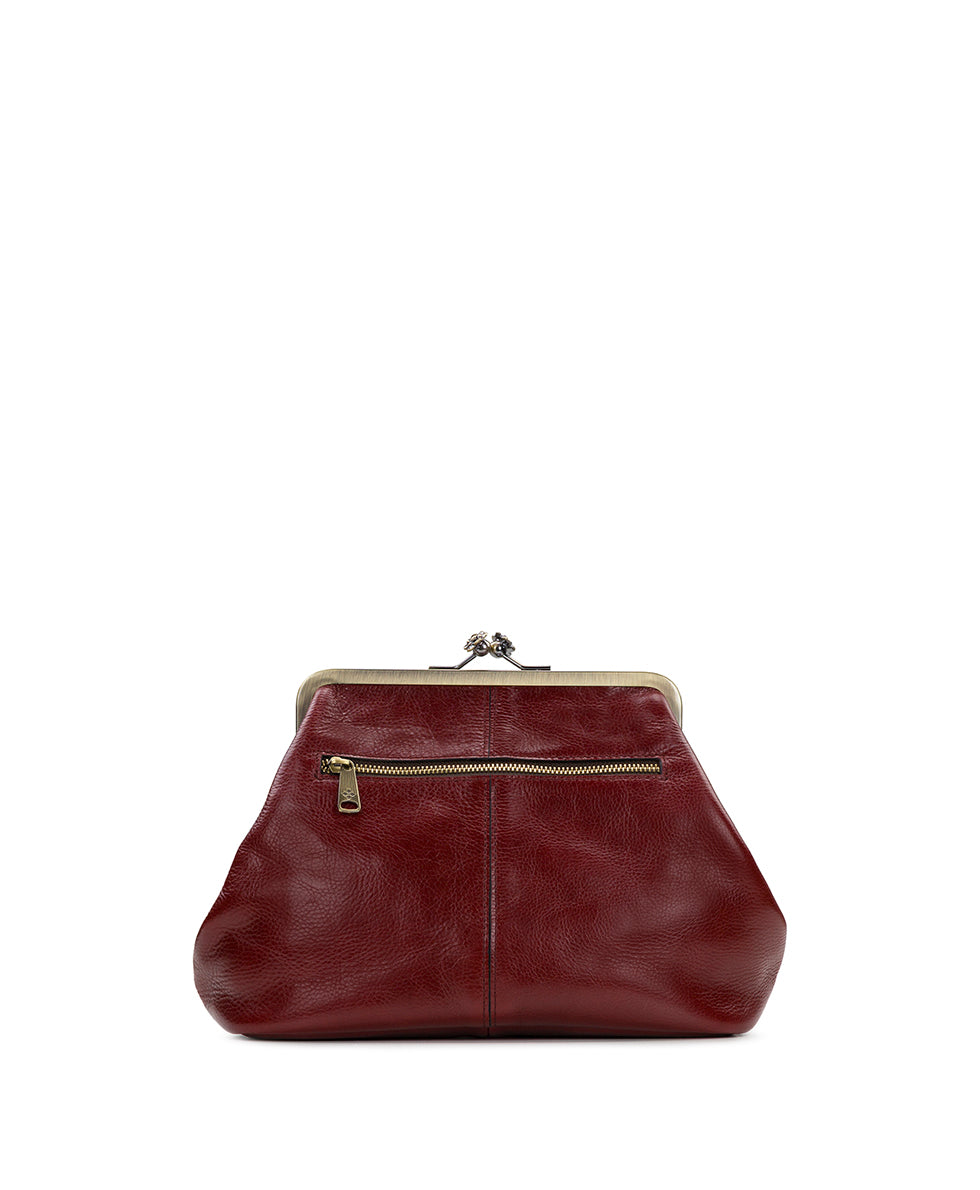 Female - Sofia Frame Bag - Rugged Natural Grain Leather - black - by Patricia Nash - View 2 of 25