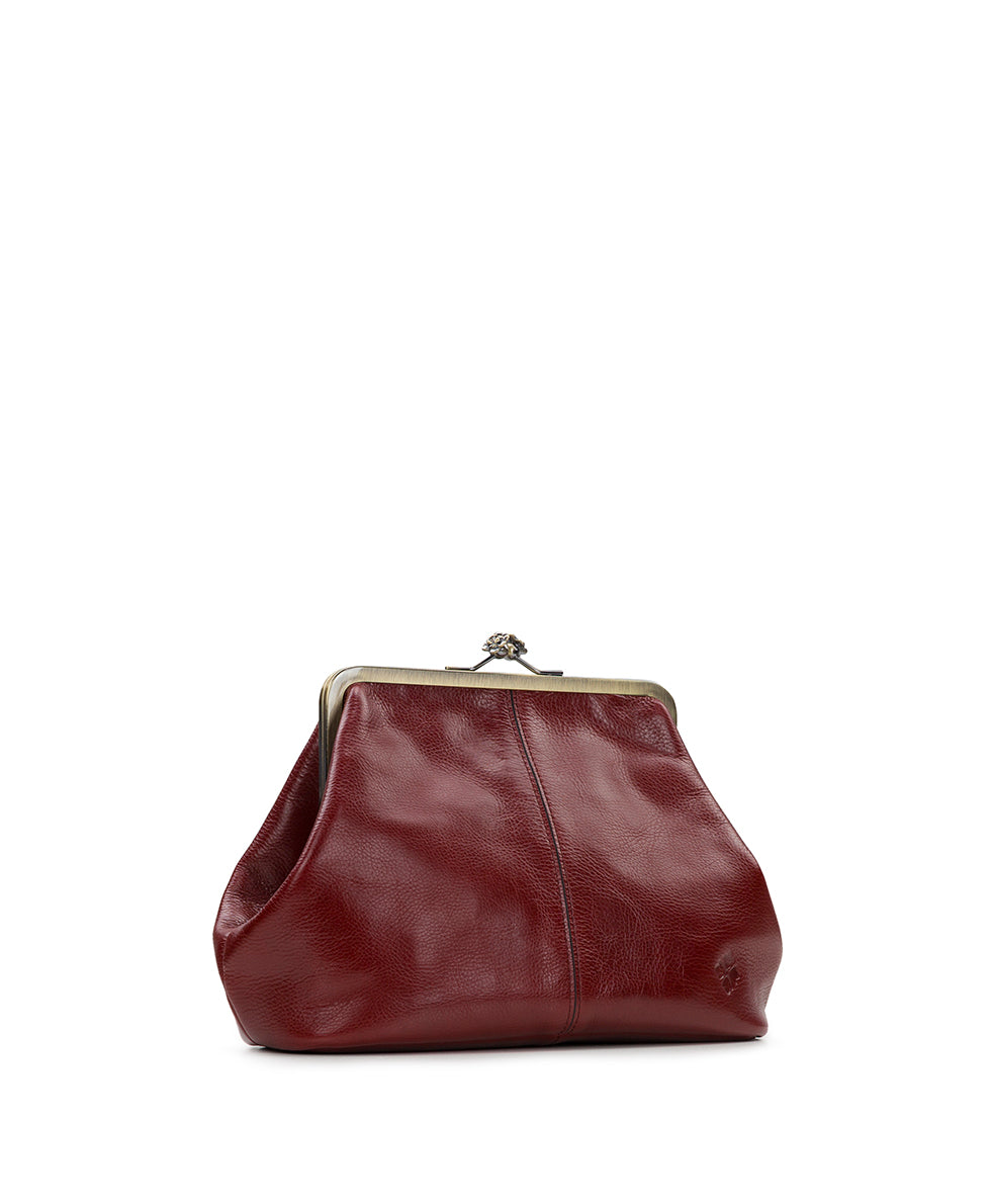 Female - Sofia Frame Bag - Rugged Natural Grain Leather - black - by Patricia Nash - View 3 of 25